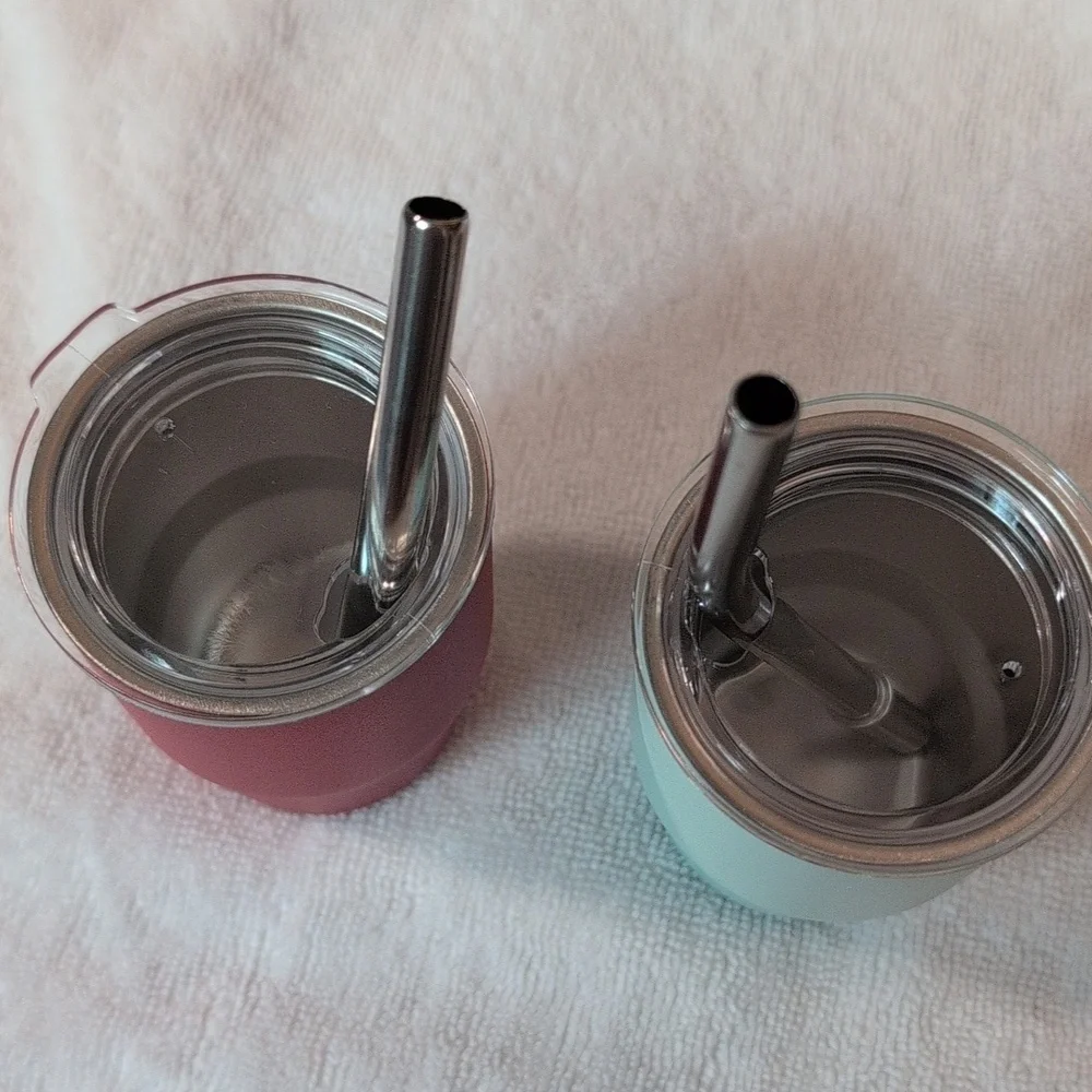 Red and Ice Blue Mini Insulated Tumblers with Straws NWT.